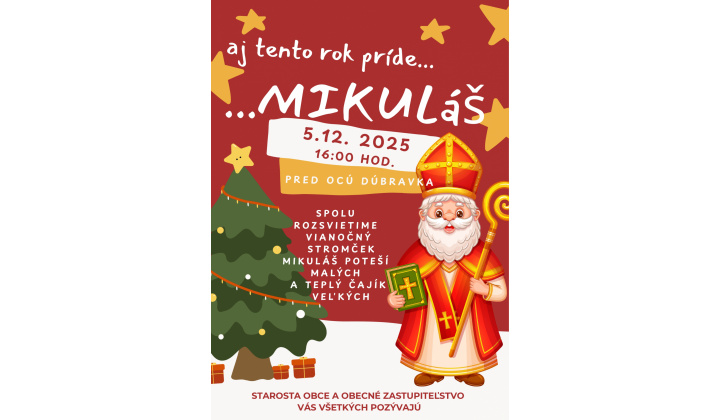Pozvánka na Mikuláša a rozsvietenie vianočného stromčeka