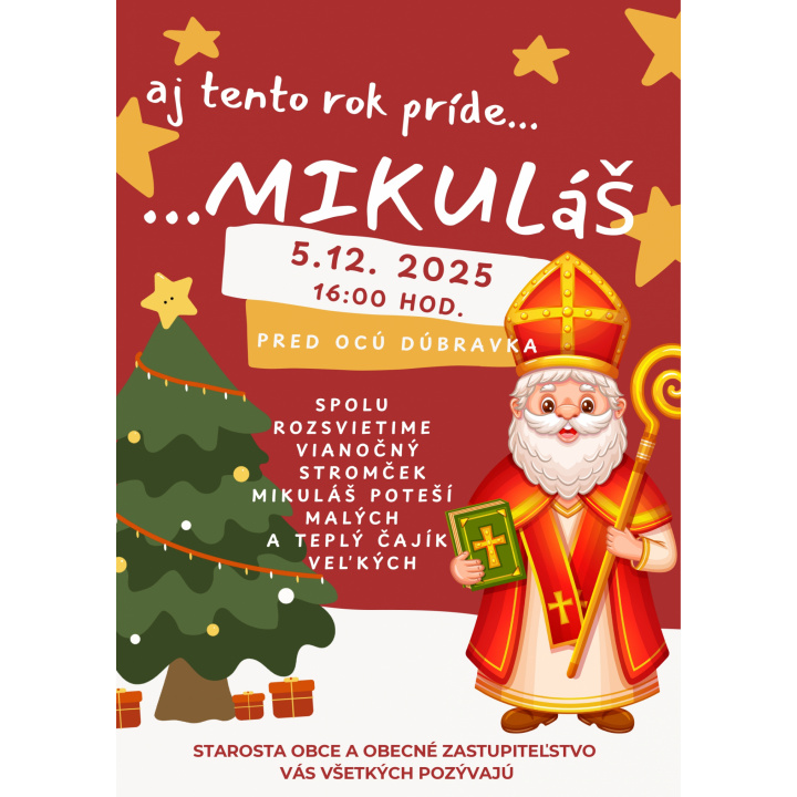 Pozvánka na Mikuláša a rozsvietenie vianočného stromčeka