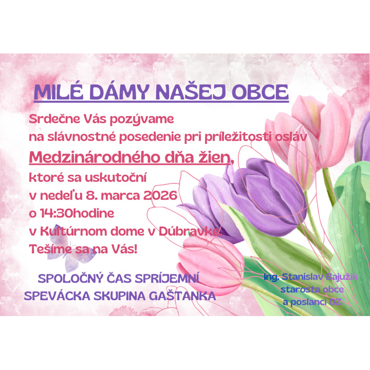 Pozvánka na oslavu MDŽ
