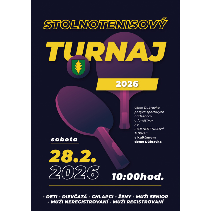 Pozvánka na stolnotenisový turnaj