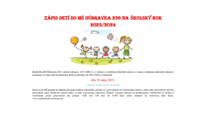 Zápis do MŠ