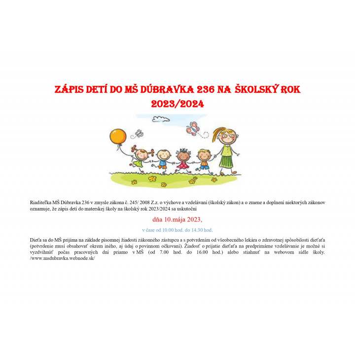 Zápis do MŠ