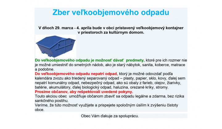 Zber veľkoobjemového odpadu